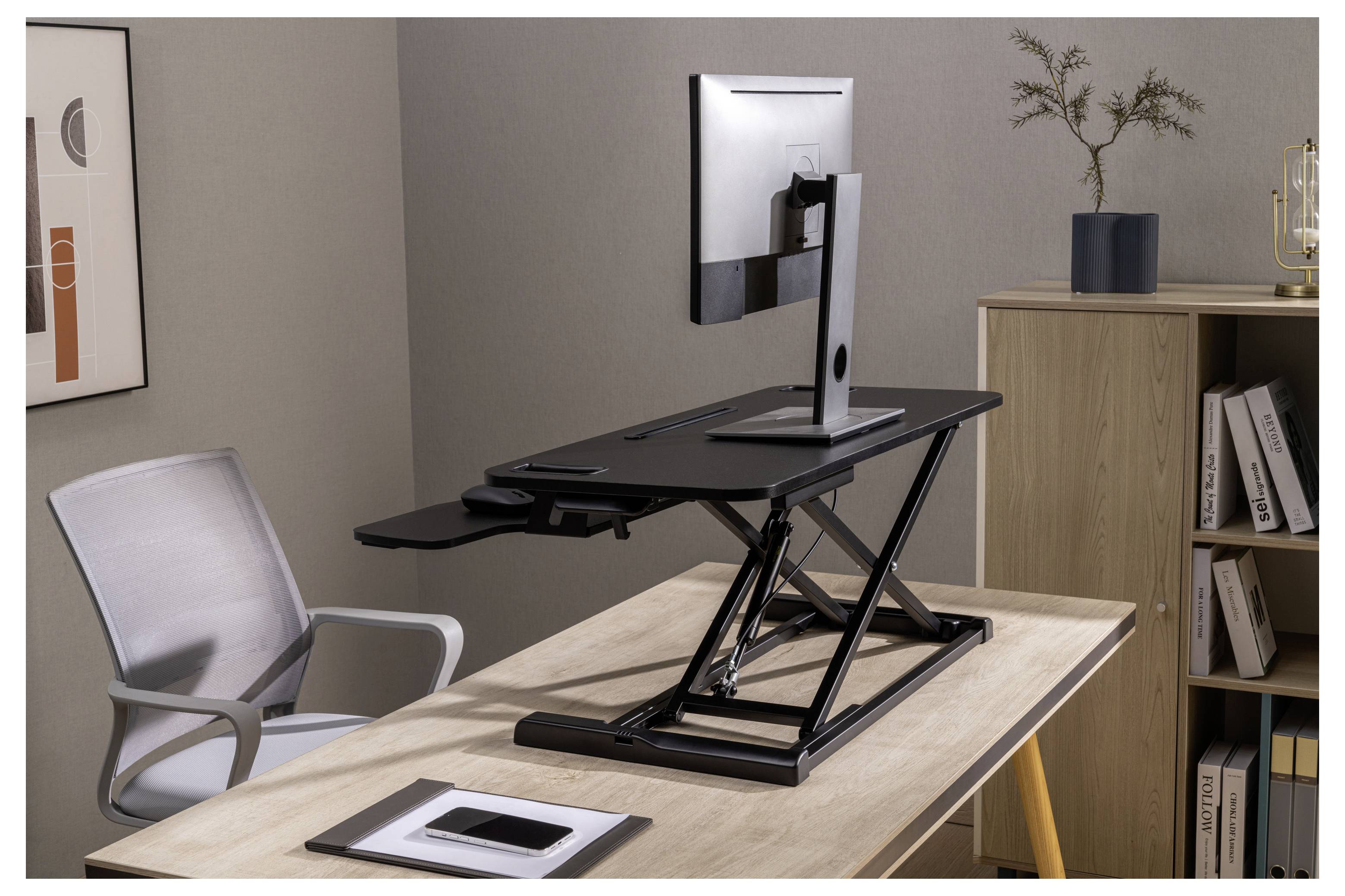 SpeaKa Professional SP-DESK-001 Sitz-Steh-Schreibtischaufsatz Höhen-Bereich: 110 bis 505mm Schwarz