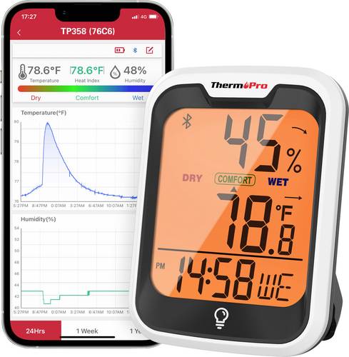 ThermoPro TP358 Funk-Thermo-/Hygrometer Weiß TP358
