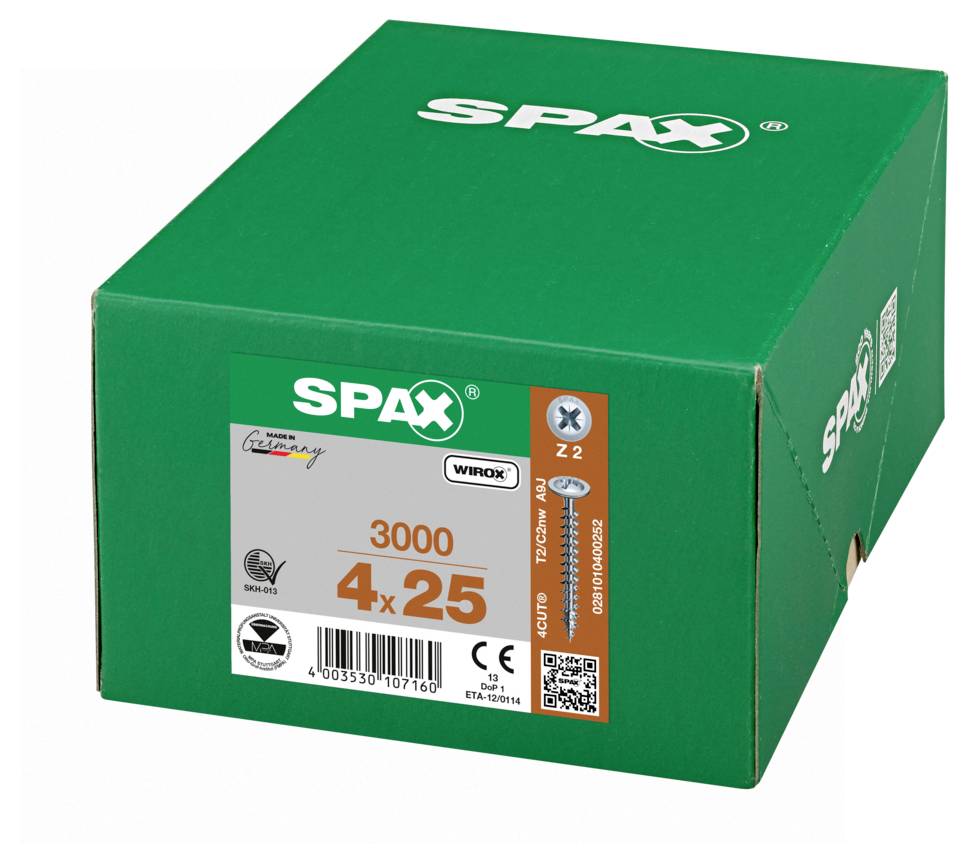 SPAX 0281010400252 Rückwandschrauben 4mm 25mm Kreuzschlitz Pozidriv Stahl 3000St.