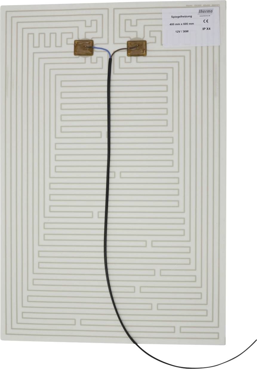 Flache rechteckige RFID-Antenne auf einem weißen Blatt, mit zwei Kupferkontakten und einem schwarzen Draht oben angebracht