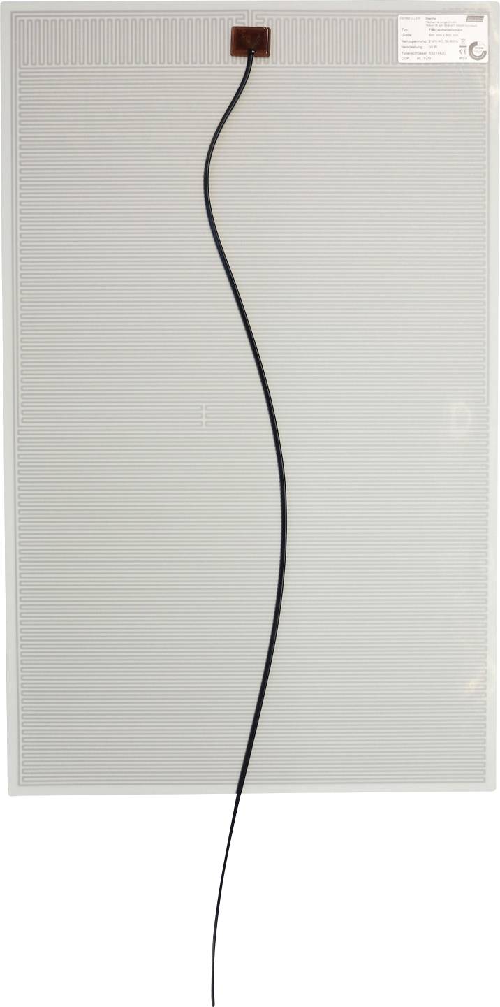 Flaches rechteckiges Paneel mit einem Kabel in der Nähe der Oberseite, vor einem einfachen Hintergrund gezeigt.