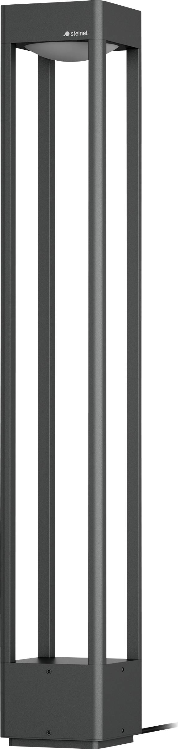 Hohes schwarzes Durchgangs-Metalldetektorgitter mit beleuchtetem oberen Bogen und bodengestützter Basis, dargestellt auf weißem Hintergrund.