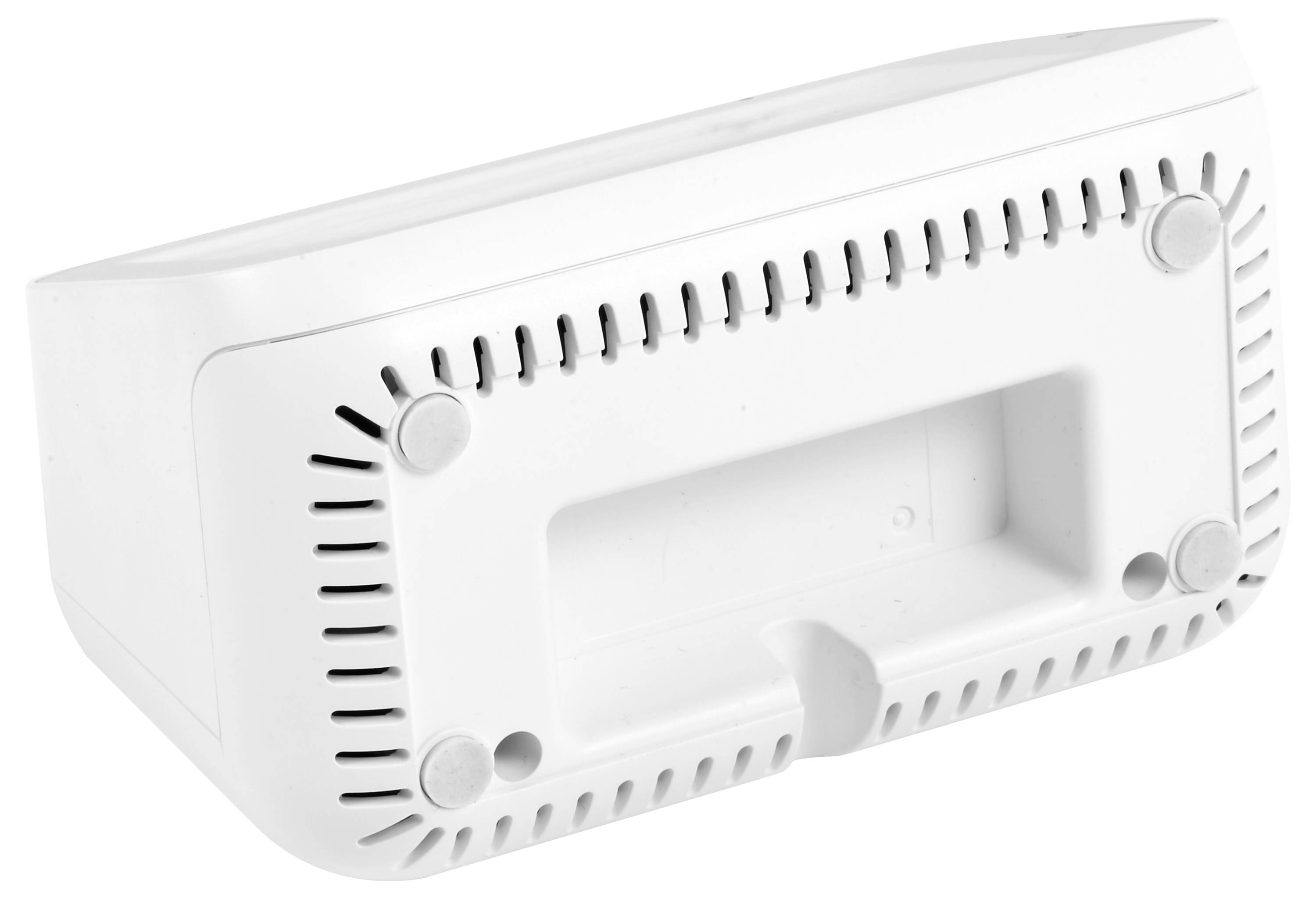 Roter Kunststoff-Wäscheklammer-Clip in Seitenansicht auf weißem Hintergrund.