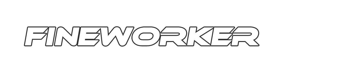 Stilisiertes FI NEWORKER Logo in umrissener, kursiver Großbuchstabenschrift auf weißem Hintergrund.