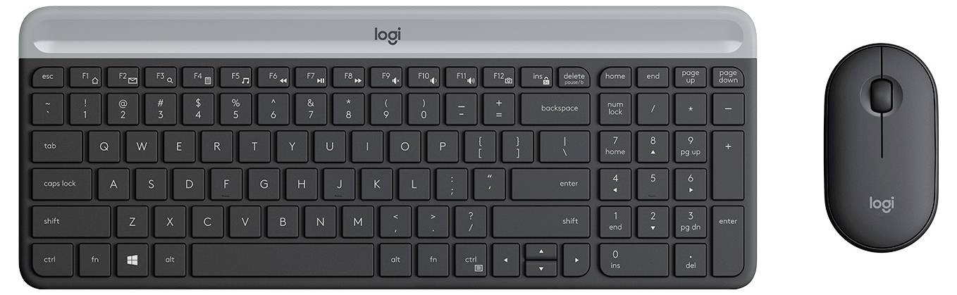 Logitech Slim Combo M Kabellos Tastatur, Maus-Set Belgisch, AZERTY Graphit