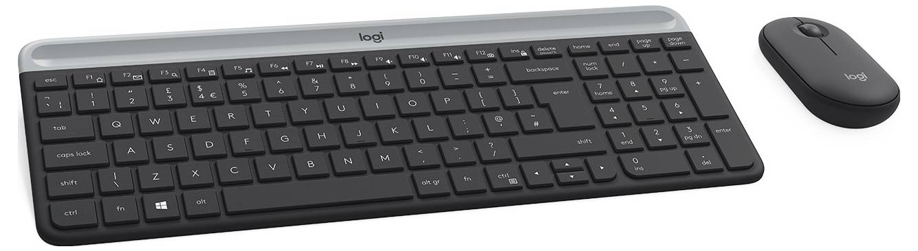 Logitech Slim Combo M Kabellos Tastatur, Maus-Set Belgisch, AZERTY Graphit