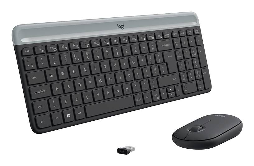 Logitech Slim Combo M Kabellos Tastatur, Maus-Set US-Englisch, QWERTY Graphit