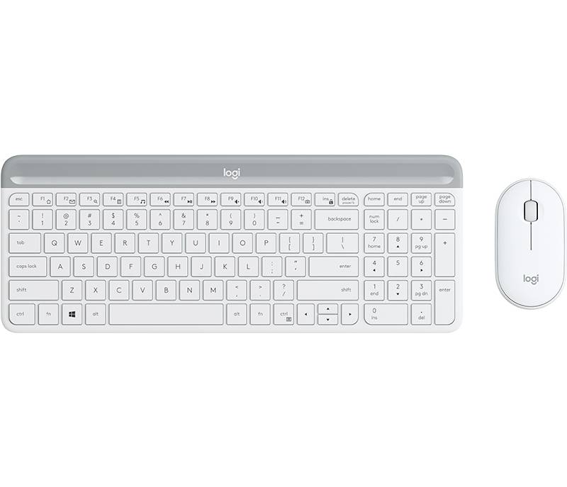 Logitech Slim Combo M Kabellos Tastatur, Maus-Set US-Englisch, QWERTY Weiß