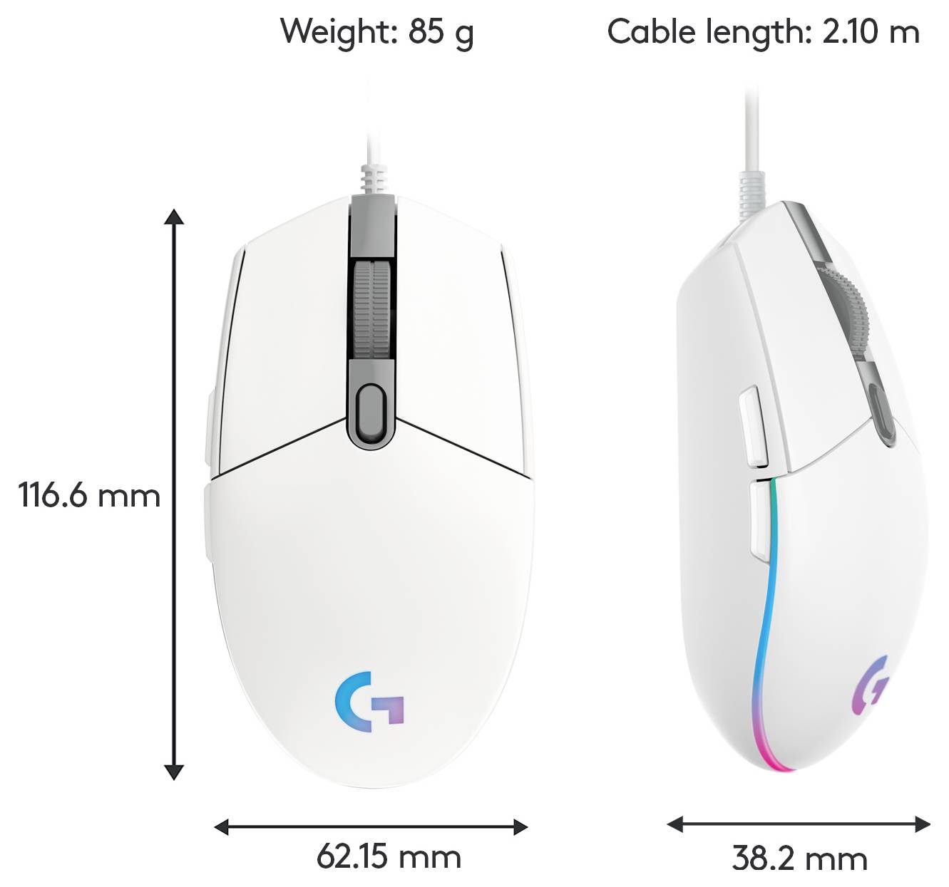 Logitech G203 LIGHTSYNC Gaming-Maus Kabelgebunden Weiß 6 Tasten