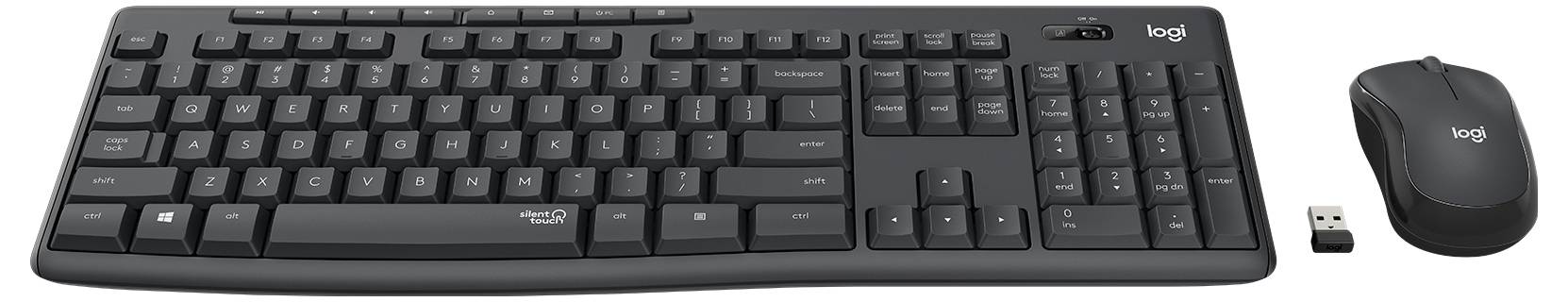 Seitenansicht einer schwarzen Computertastatur, die ihre flache Basis und den erhöhten Tastenbereich zeigt.