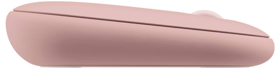 Ein rosa ovales Kosmetik-Kompakt oder pillenförmiges Etui, das von der Seite dargestellt ist.
