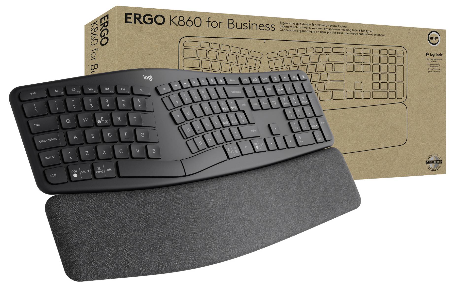 Kabelloses Tastatur- und Maus-Set in Schwarz, shown auf weißem Hintergrund.