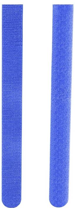 Zwei blaue vertikale Streifen mit abgerundeten unteren Enden: Der linke ist strukturiert wie ein Stoffgurt, der rechte ist glatter und samtiger.