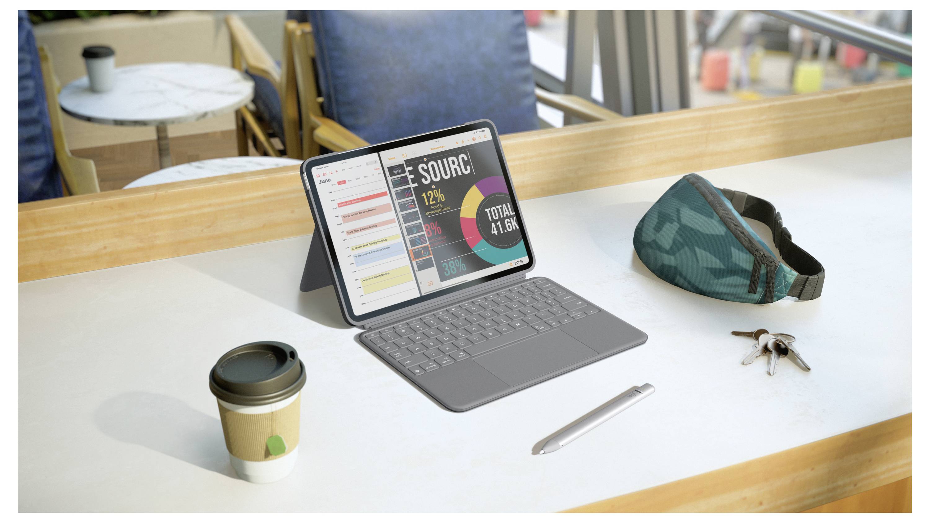 Logitech Combo Touch Tablet-Tastatur mit Hülle Apple iPad Air 11-inch (M2) 27,9cm (11") Grau