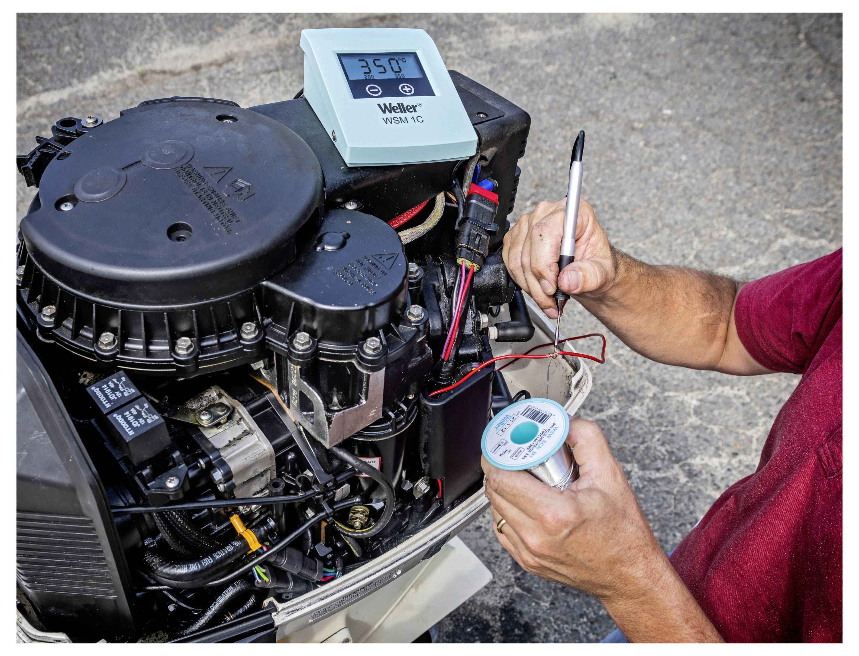 Weller WSM1C KIT F/G 230V Lötstation Set digital 50W 100 - 400°C Akkubetrieben, inkl. Ablage, inkl. Entlötpumpe, inkl. Lötspitze