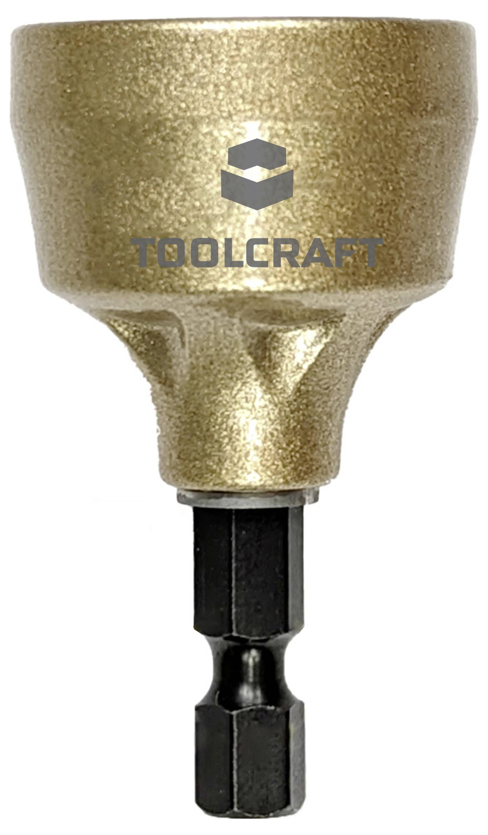 Goldener schalenförmiger Schraubendreher-Bitadapter mit schwarzem Sechskantschaft, mit der Marke 