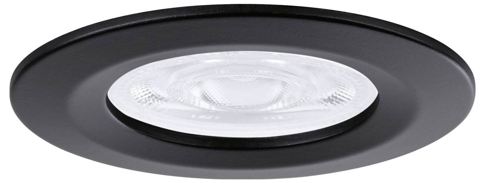 Runde schwarze Einbau-Deckenleuchte mit weißem Diffusorpanel in der Mitte