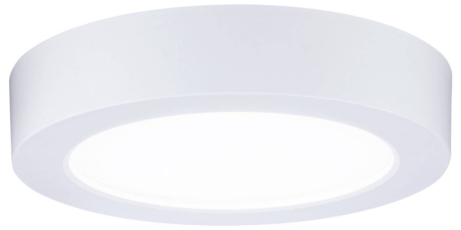 Runde weiße Deckenleuchte mit mattem kreisförmigem Diffusor.