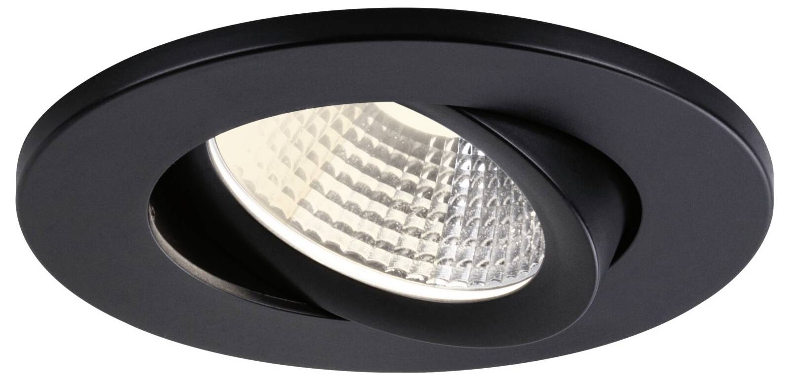Schwarz versenkter Deckenspots mit verstellbarem rundem Rahmen und reflektierendem Leuchtmittelgehäuse