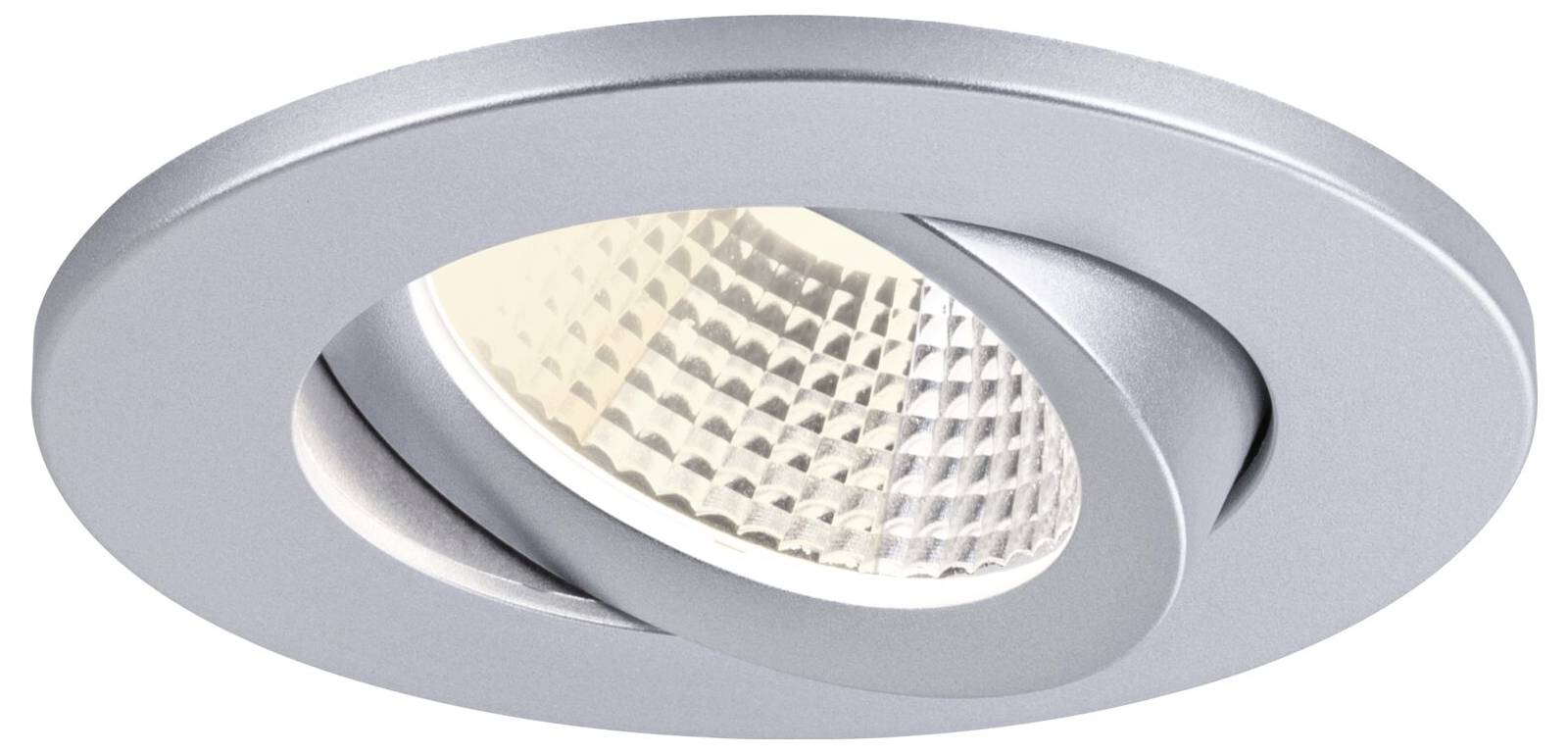 Silberner verstellbarer Deckeneinbauspot mit strukturiertem Reflektor
