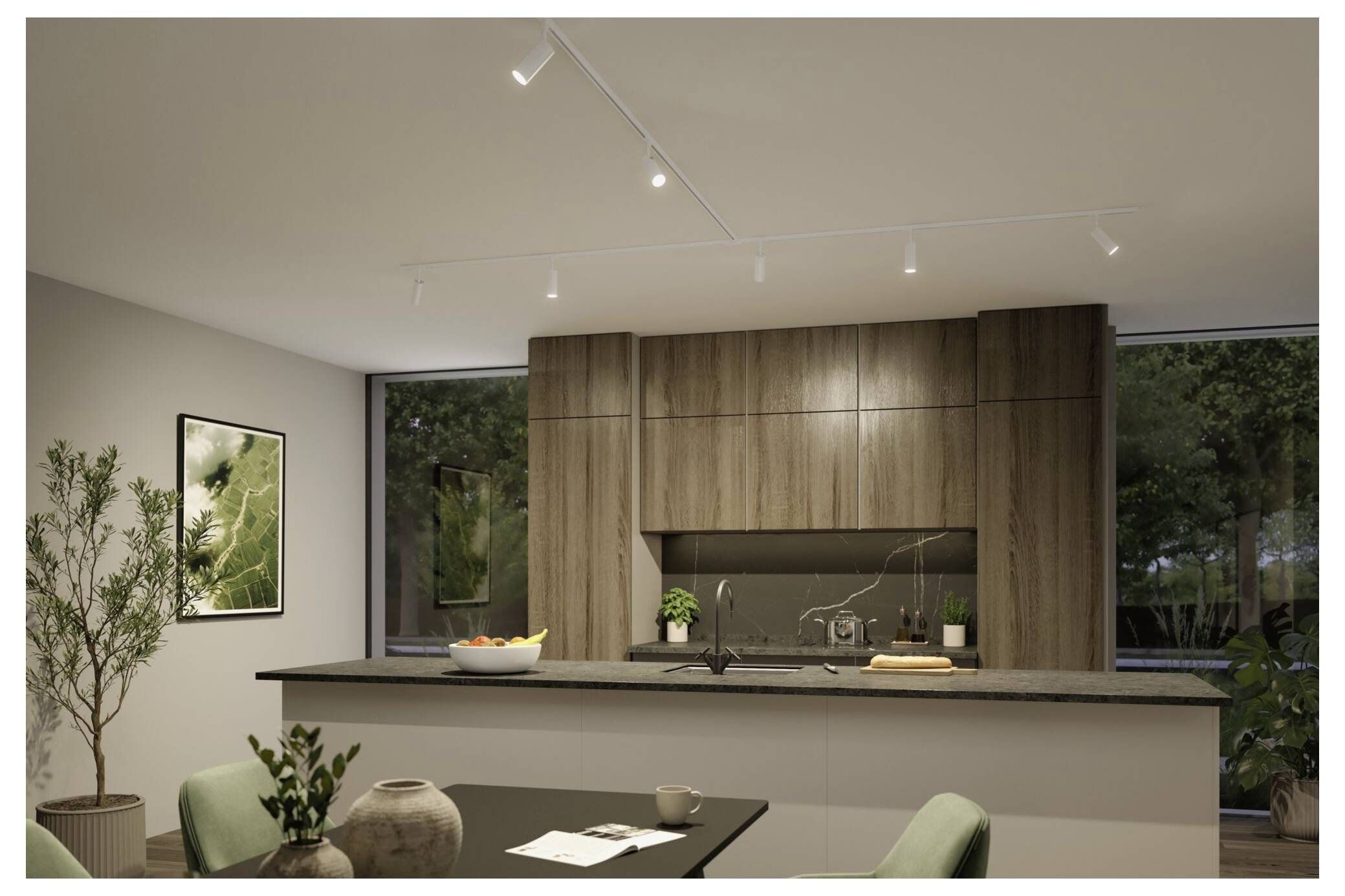 Schwarzte rechteckige Deckenleuchte mit dreiteiliger Diffusorblende, auf weißem Hintergrund dargestellt.