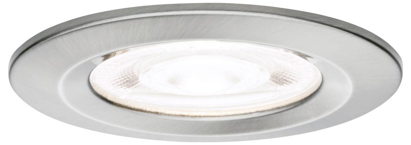 Runde, eingelassene Deckenleuchte mit gebürstetem Metallrahmen und heller zentraler Glühbirne