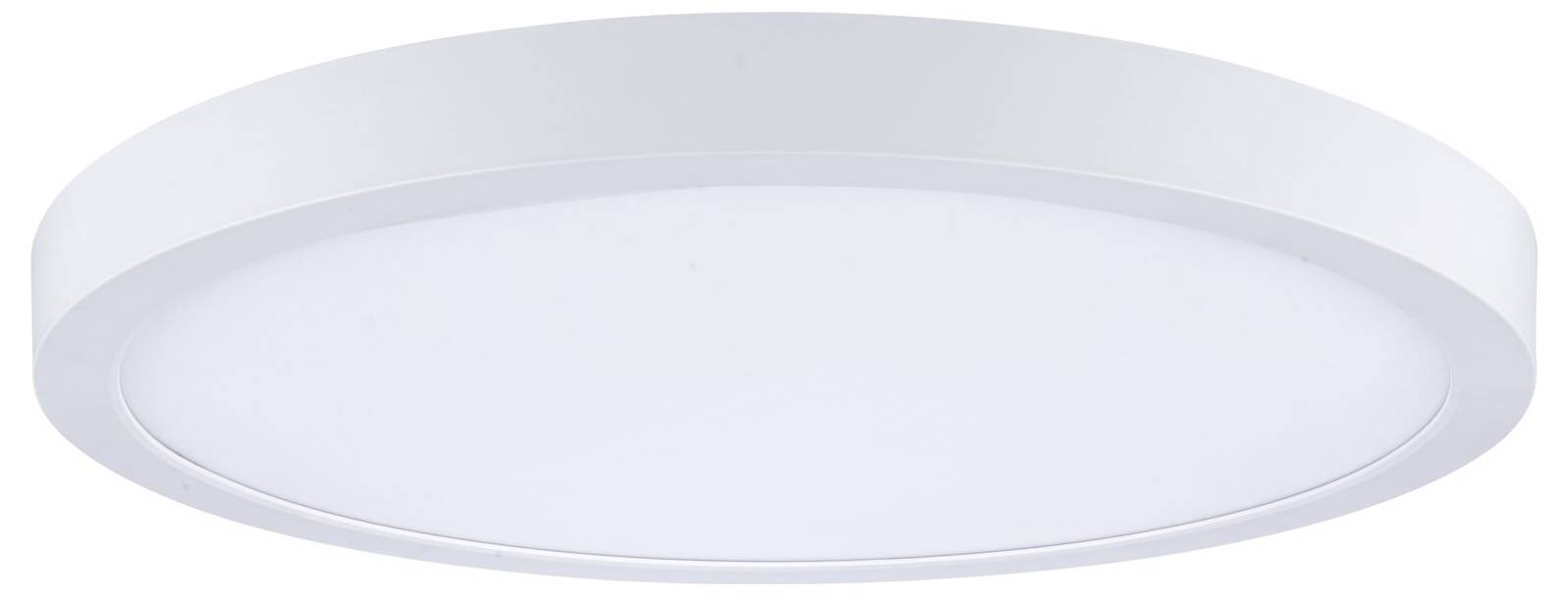 Weiße ovale LED-Deckenleuchte mit schlankem, modernem Unterputz-Design.