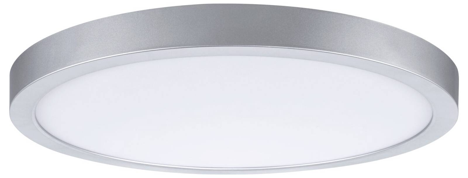 Runde silberne LED-Deckenleuchte mit Unterputzhalterung und weißem Diffusor