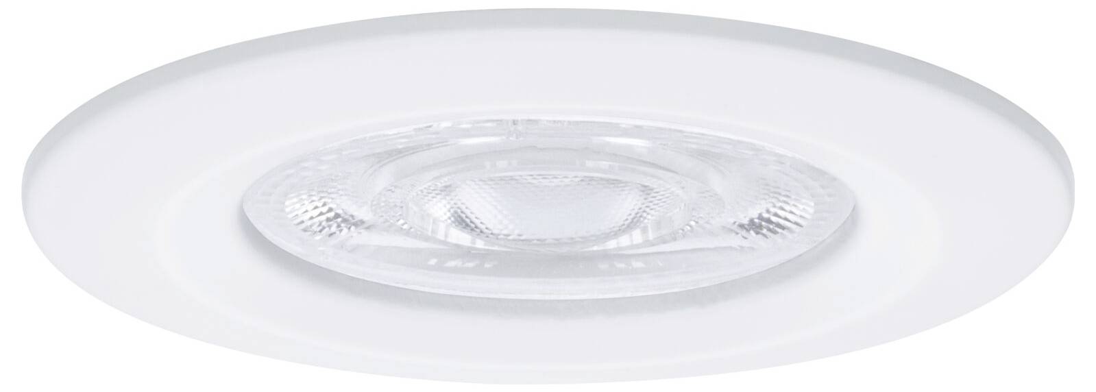 Weiße eingelassene Deckenleuchte mit kreisförmigem mattem Diffusor und klarer Mittelllinse