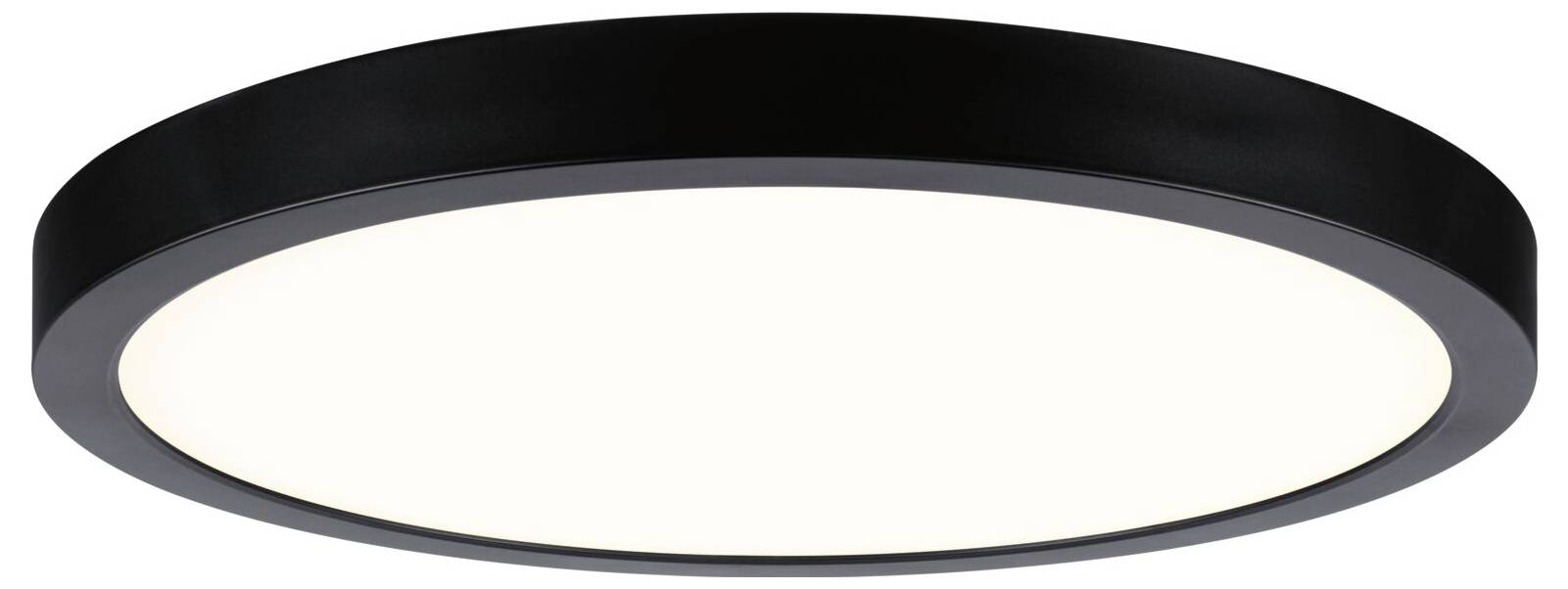 Runde schwarze Einbauleuchte für die Decke mit hellem weißem Diffusor.