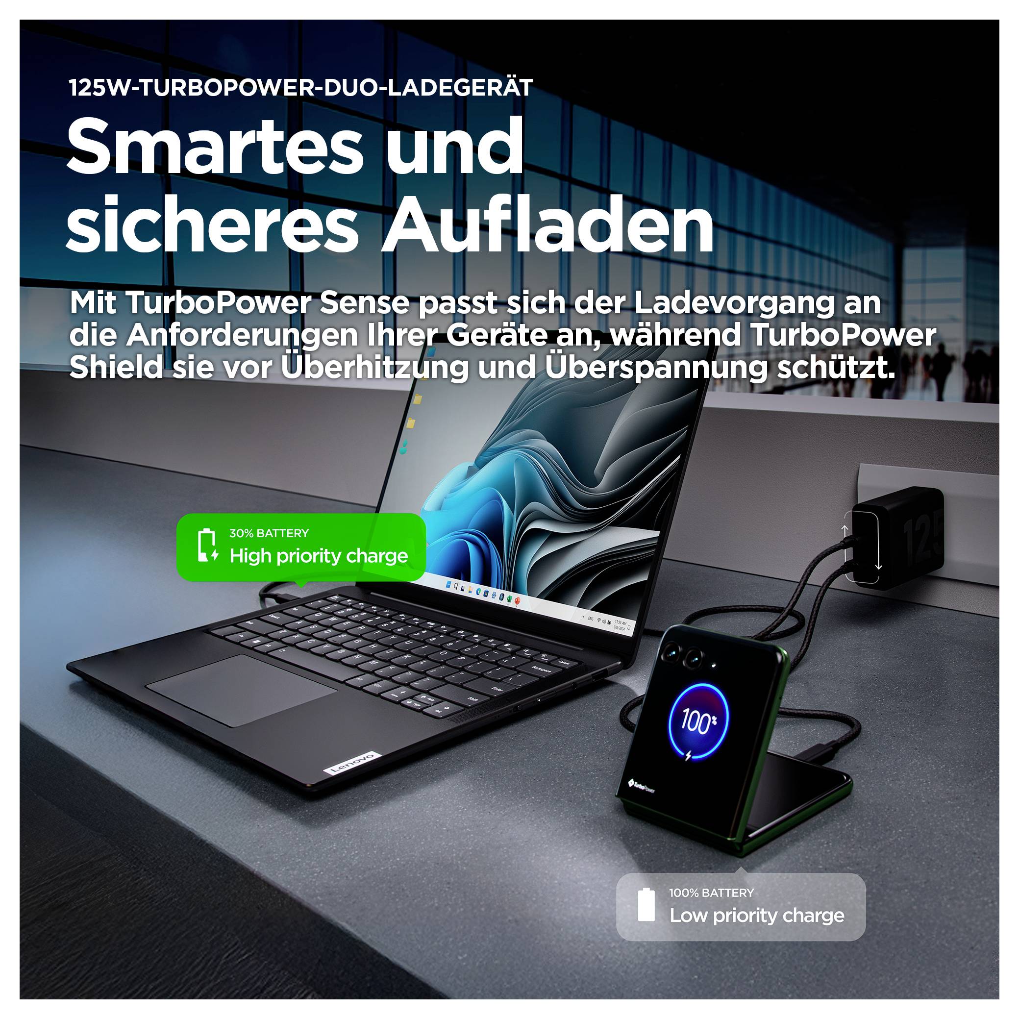 Motorola 125W-TurboPower USB Ladegerät 125W 1x USB-C® Schwarz GaN