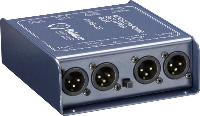 Blue AudioBox USB-Mikrofon-Stromversorgungseinheit mit vier kreisförmigen XLR-ähnlichen Anschlüssen auf der Frontplatte.