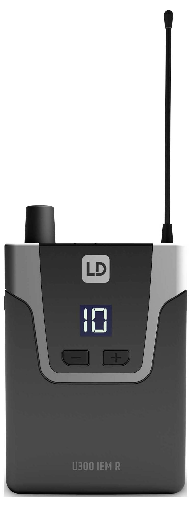 Kabelloses Audio-Bodypack-Sendegerät mit Antenne, LCD-Display mit Anzeige „10