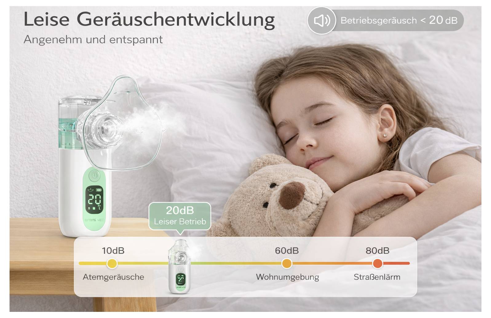 Emag Emmi-Med Inhalator mit Ultraschall, mit Inhalationsmaske, mit Mundstück