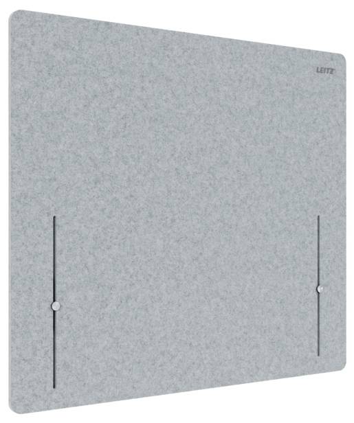 Graue Filzpräsentationsmappe mit zwei vertikalen elastischen Verschlüssen und Leitz-Logo oben rechts.