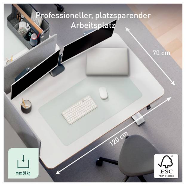 Leitz Sitz-/Steh-Schreibtisch Ergo Weiß 67700001 max. Höhe: 118cm