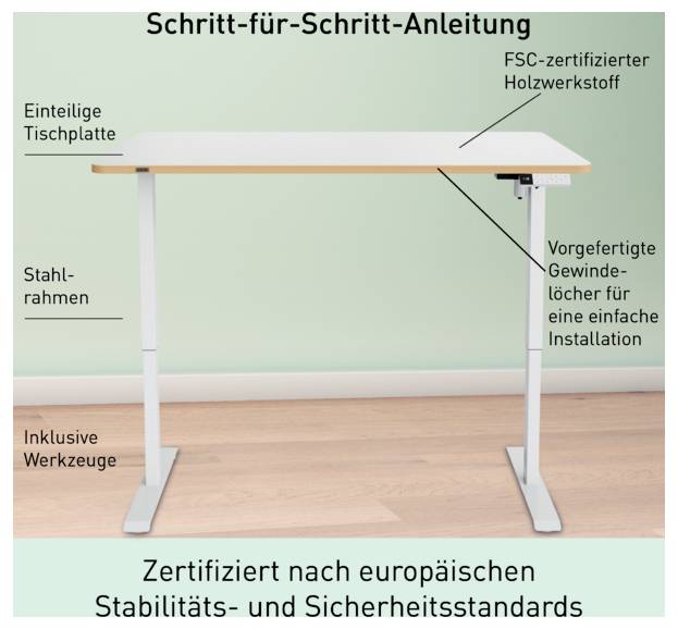 Leitz Sitz-/Steh-Schreibtisch Ergo Weiß 6773-00-01 max. Höhe: 118cm