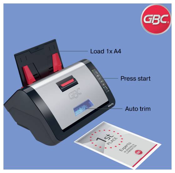 GBC-Dokumentenlaminiergerät mit Hinweisen: 