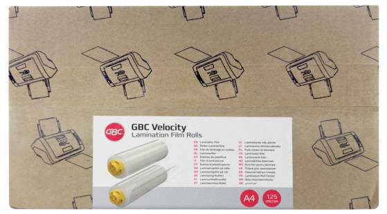 Versiegelte Kartonversandbox mit großem Produktetikett und Barcode auf der Oberseite, mit wiederholtem Druckersymbol gekennzeichnet.