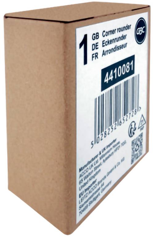 Pappkarton auf weißem Hintergrund abgebildet, mit einem Produktetikett und Barcode auf der Vorderseite.