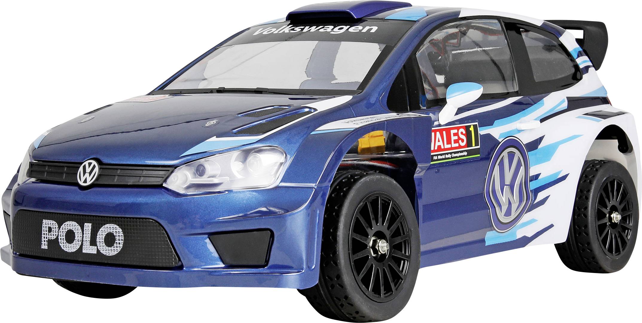 Blauer Volkswagen Polo Rallye-Wagen mit „POLO