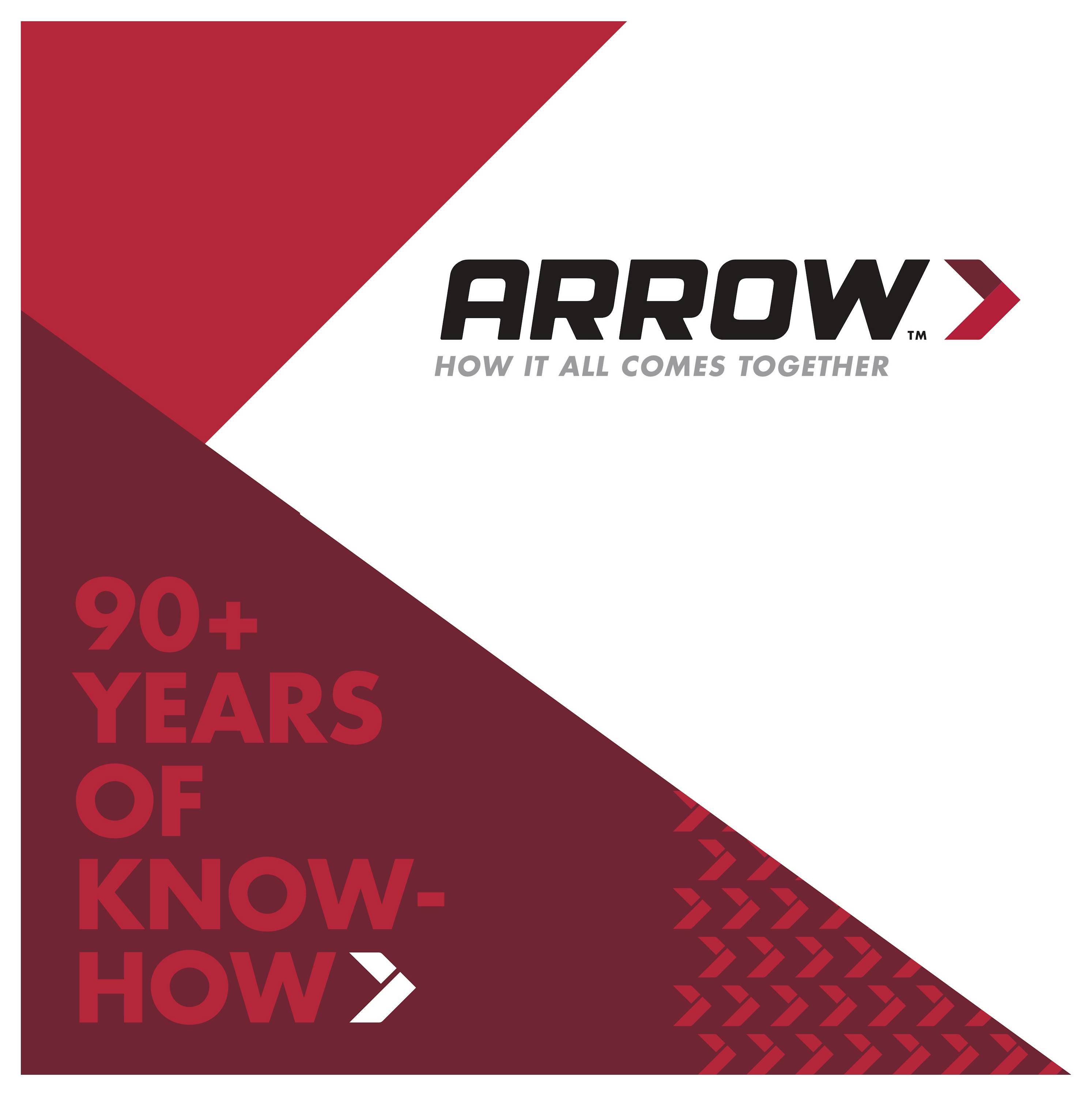 Arrow-Marken-Grafik mit Slogan „WIE ALLES ZUSAMMENKOMMT