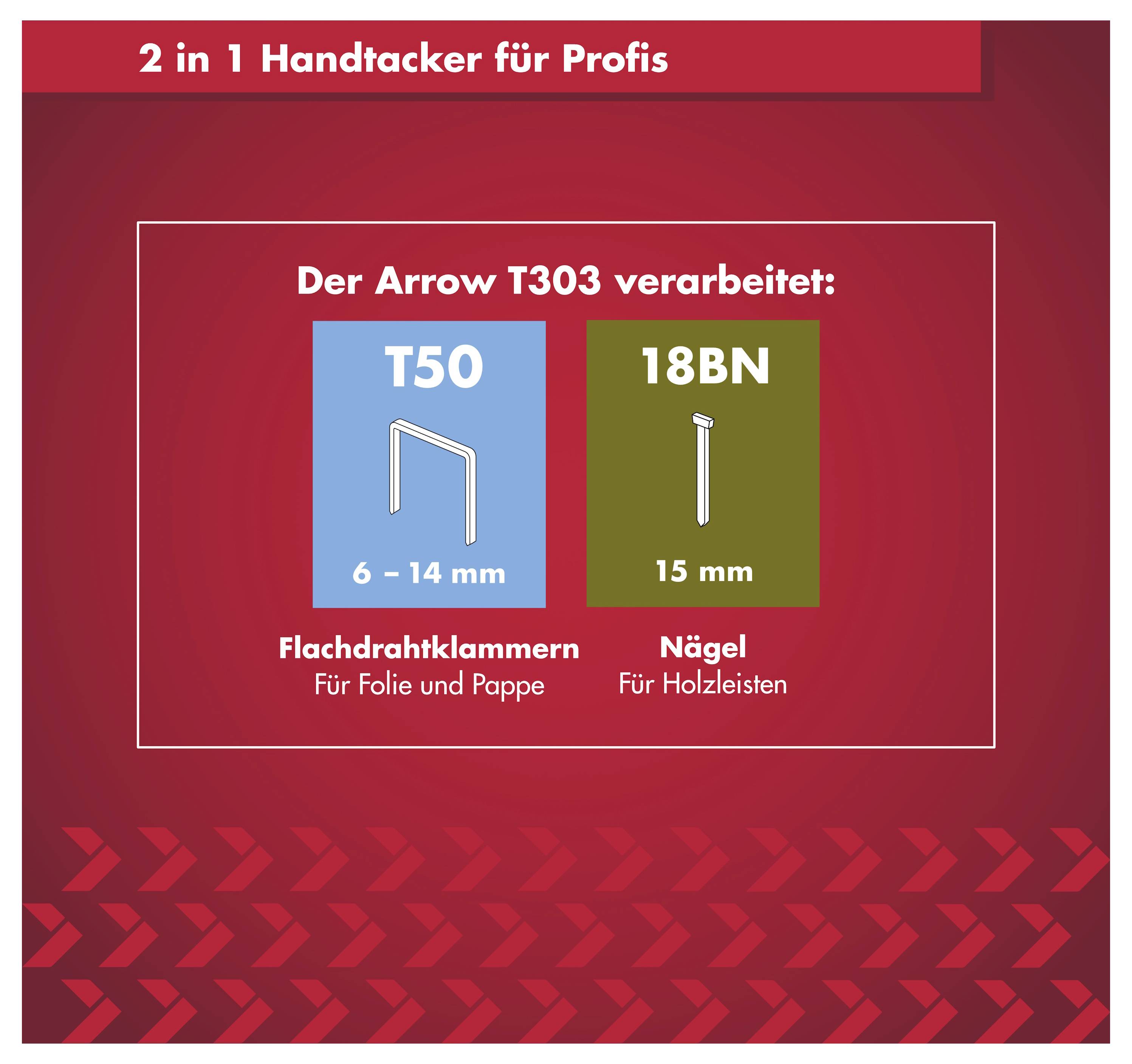 Arrow Tool Group T303 001997 Handtacker Klammerntyp Typ 50 Klammernlänge 6 - 14mm