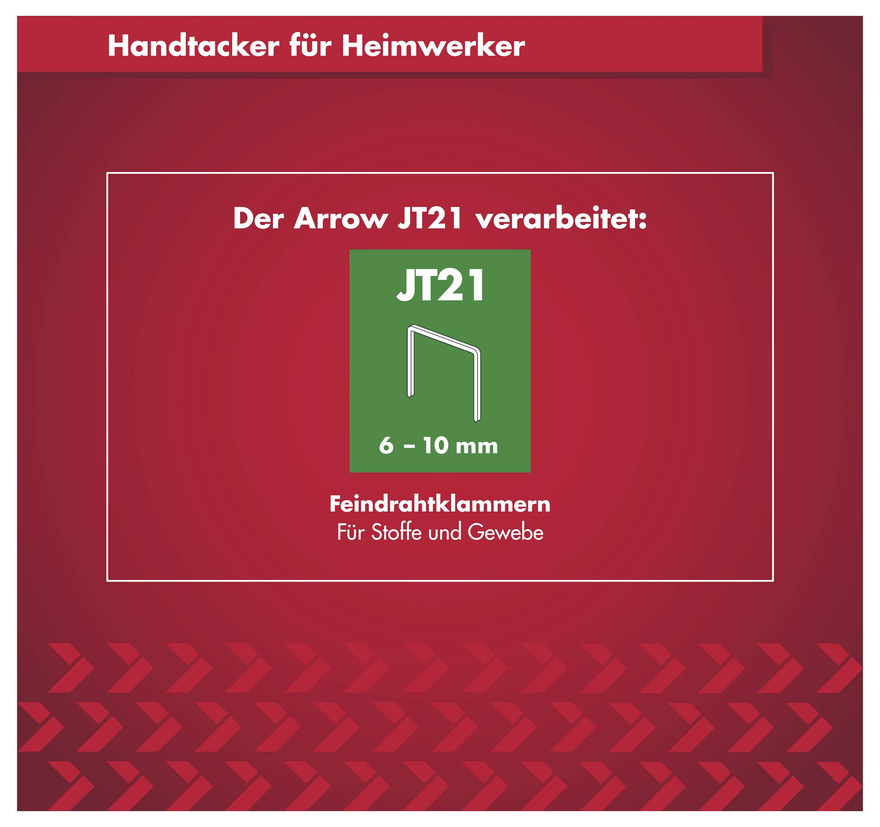 Red Arrow JT21 Handtacker für DIY; verarbeitet JT21 Feindraht-Heftklammern, 6–10 mm, für Stoffe und Textilien.