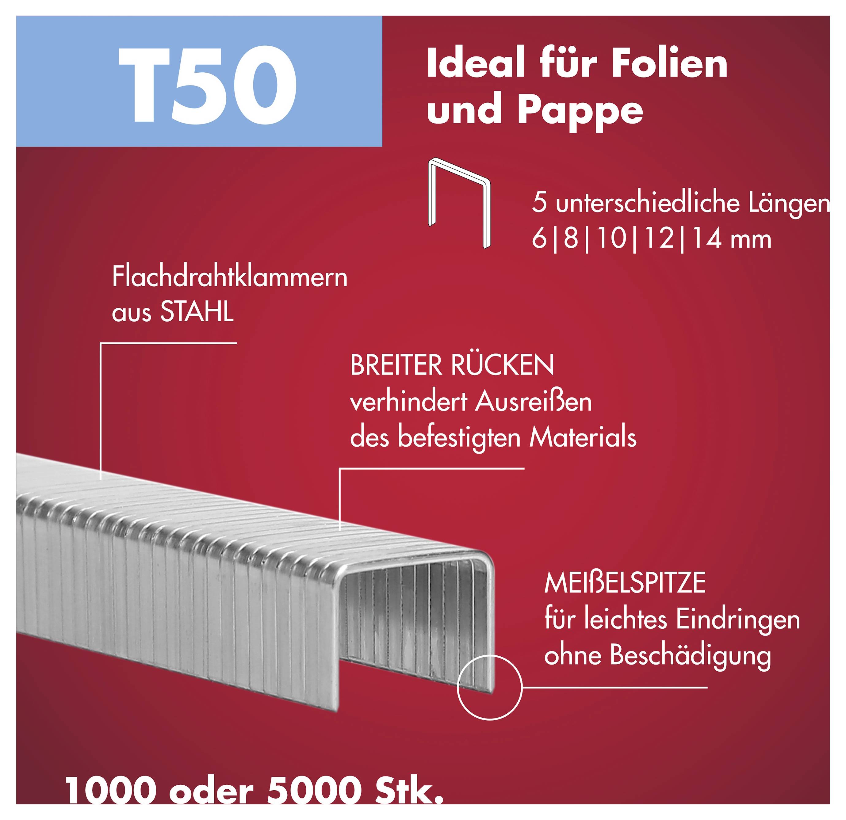 Arrow Tool Group 819264 Flachdrahtklammern Typ 50 1000St.