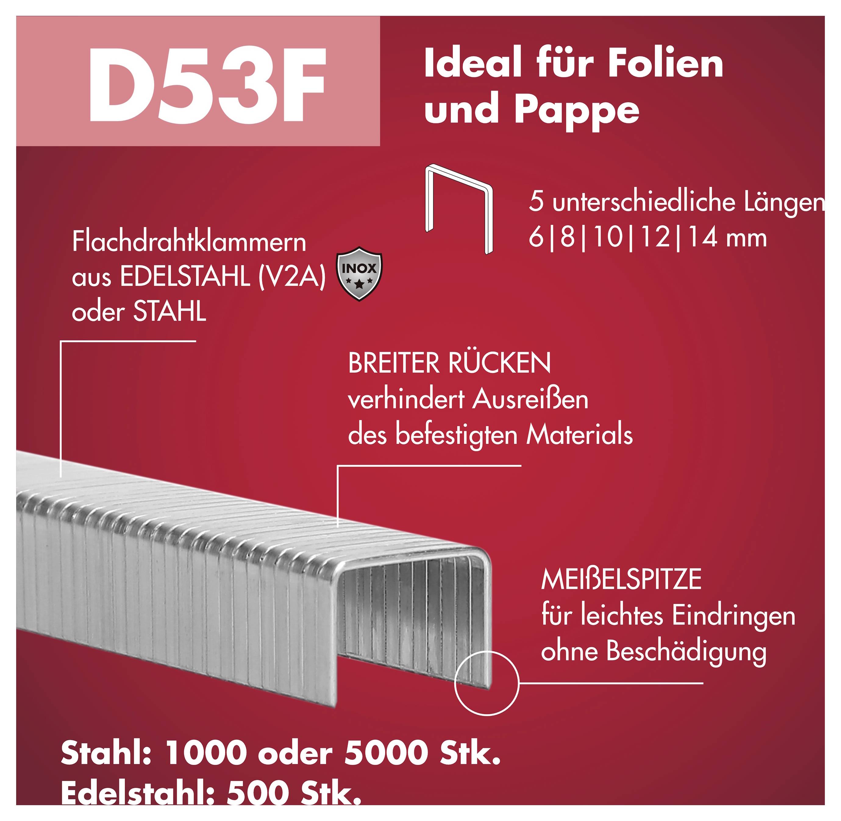 Arrow Tool Group 385356 Flachdrahtklammern 500St.