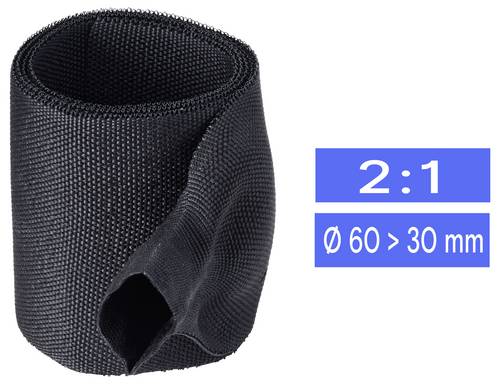 TRU COMPONENTS TC-14976104 Gewebe-Schrumpfschlauch Schwarz 60 mm 30 mm Schrumpfrate:2:1 Meterware