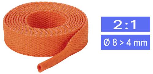 TRU COMPONENTS TC-14976124 Gewebe-Schrumpfschlauch Orange 8 mm 4 mm Schrumpfrate:2:1 Meterware