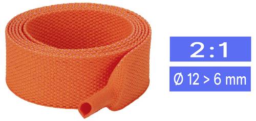 TRU COMPONENTS TC-14976132 Gewebe-Schrumpfschlauch Orange 12 mm 6 mm Schrumpfrate:2:1 Meterware