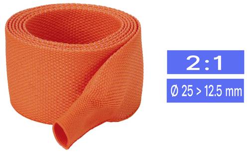 TRU COMPONENTS TC-14976144 Gewebe-Schrumpfschlauch Orange 25 mm 12.5 mm Schrumpfrate:2:1 Meterware